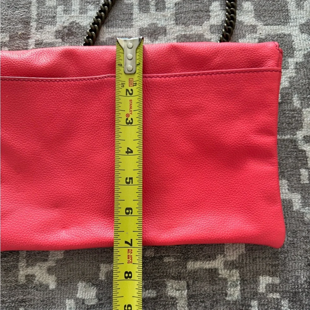 J. Crew 100% Leather Hot Pink Chain Strap Clutch Purse